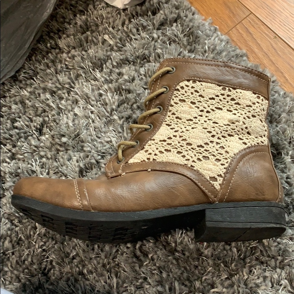 Brown lace boots